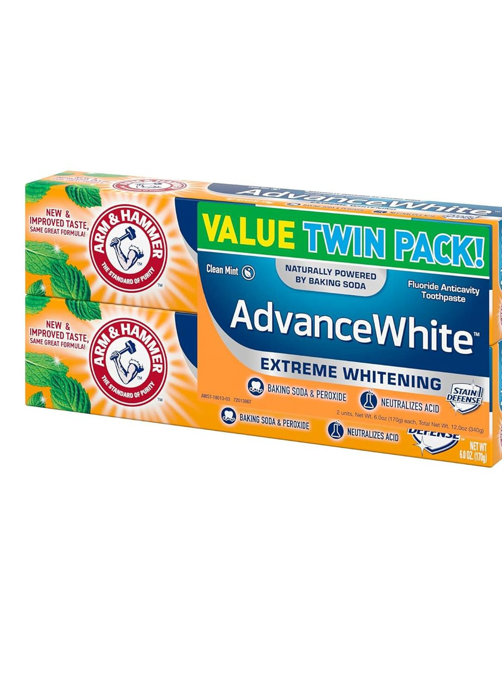 Зубна паста Advance White Anticavity Fluoride Toothpaste Clean Mint Twin Pack 6 oz (170 g) Each Arm & Hammer (266554595)