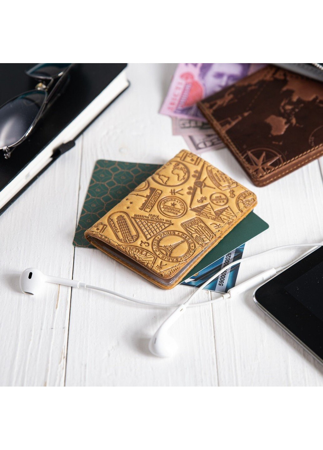 Обкладинка для документів зі шкіри HiArt AD-03 Shabby Honey Let's Жовтий Hi Art (268371457)