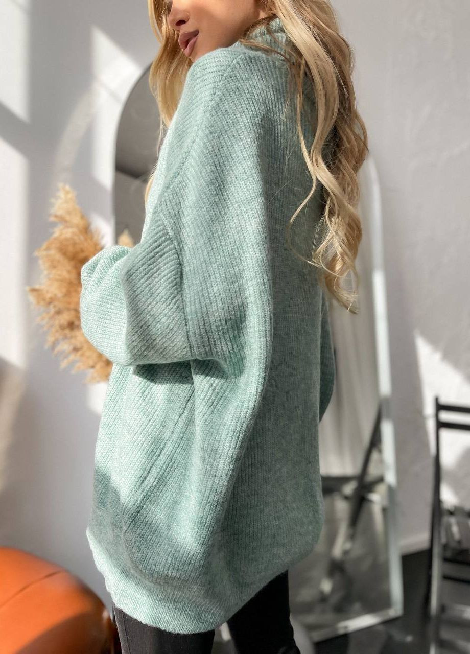 Бирюзовый зимний базовый тёплый женский свитер под горло из турецкой вязки, качественный бирюзовый свитер No Brand р-1557-0101 1