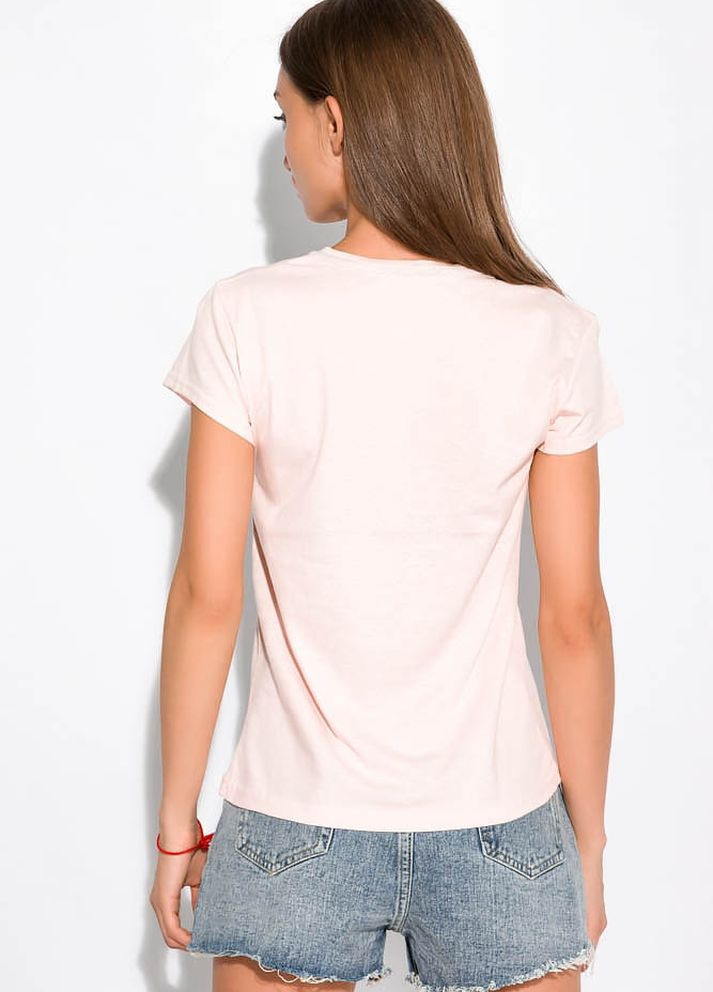 Бесцветная летняя футболка с принтом на груди (бледно-розовый) Time of Style