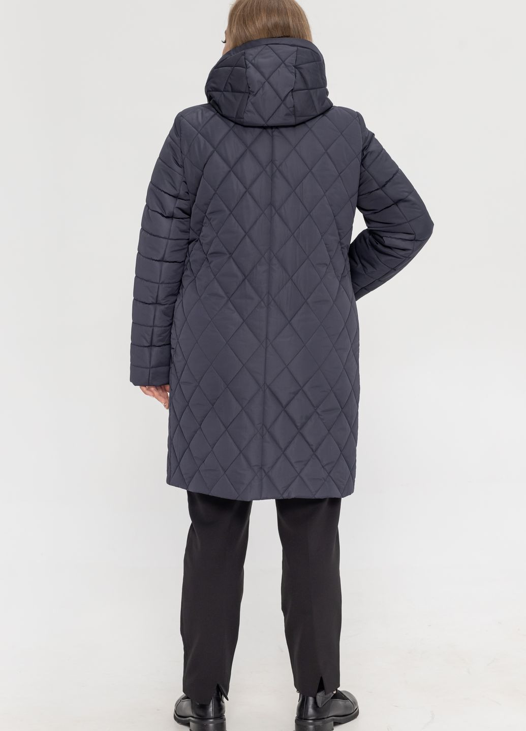 Темно-синя демісезонна жіноча демісезонна куртка великого розміру куртка-пальто SK