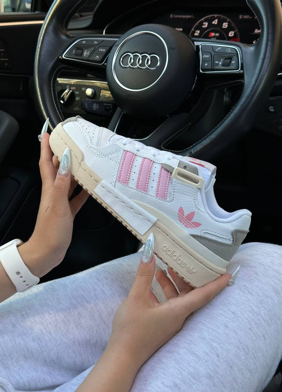 Белые демисезонные кроссовки женские,вьетнам adidas Originals Forum 84 Low White Pink Grey