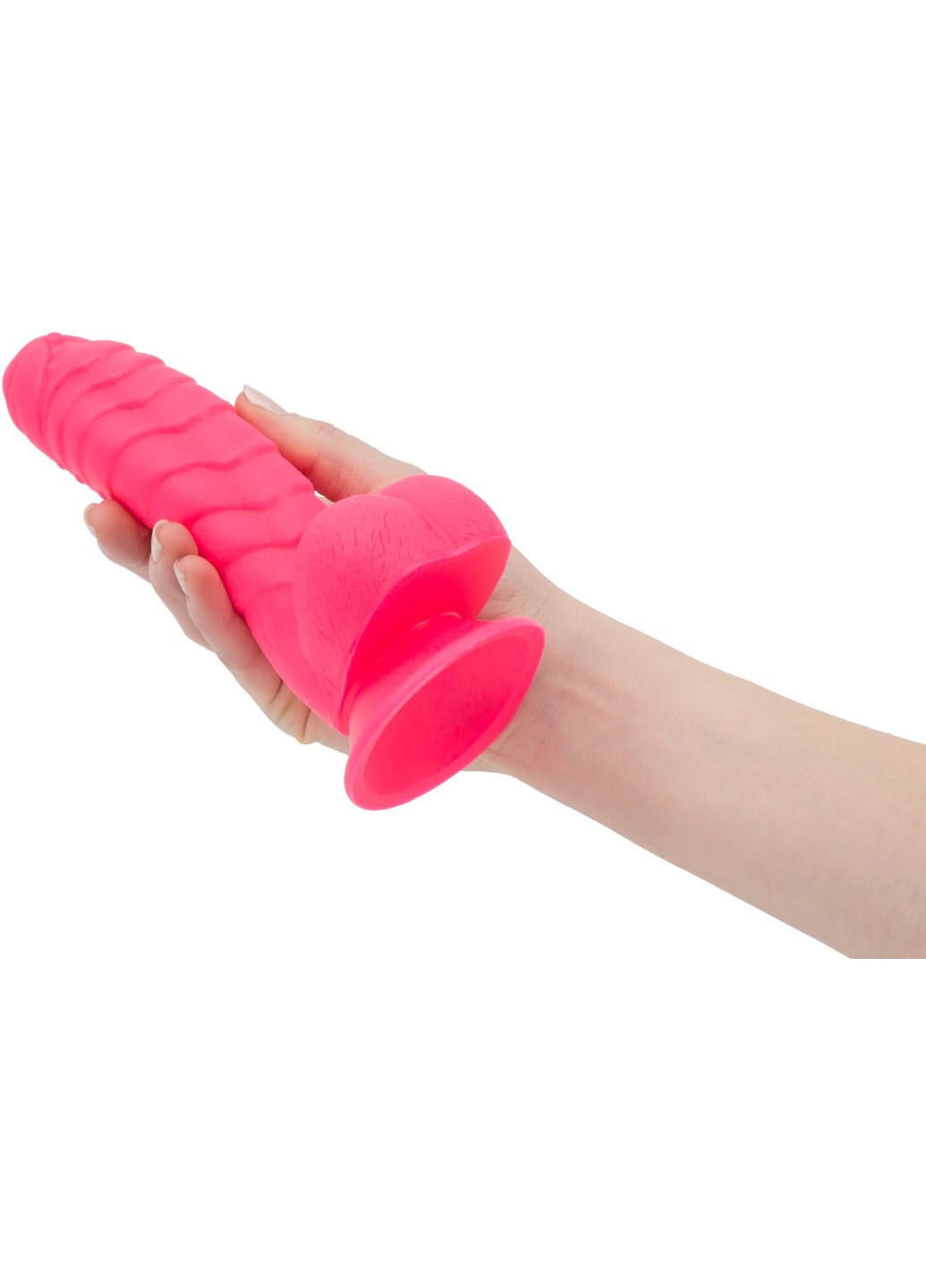 Ребристый фаллоимитатор на присоске — Tom 7″ Dildo With Balls — Pink, вибропуля в подарок ADDICTION (258261738)