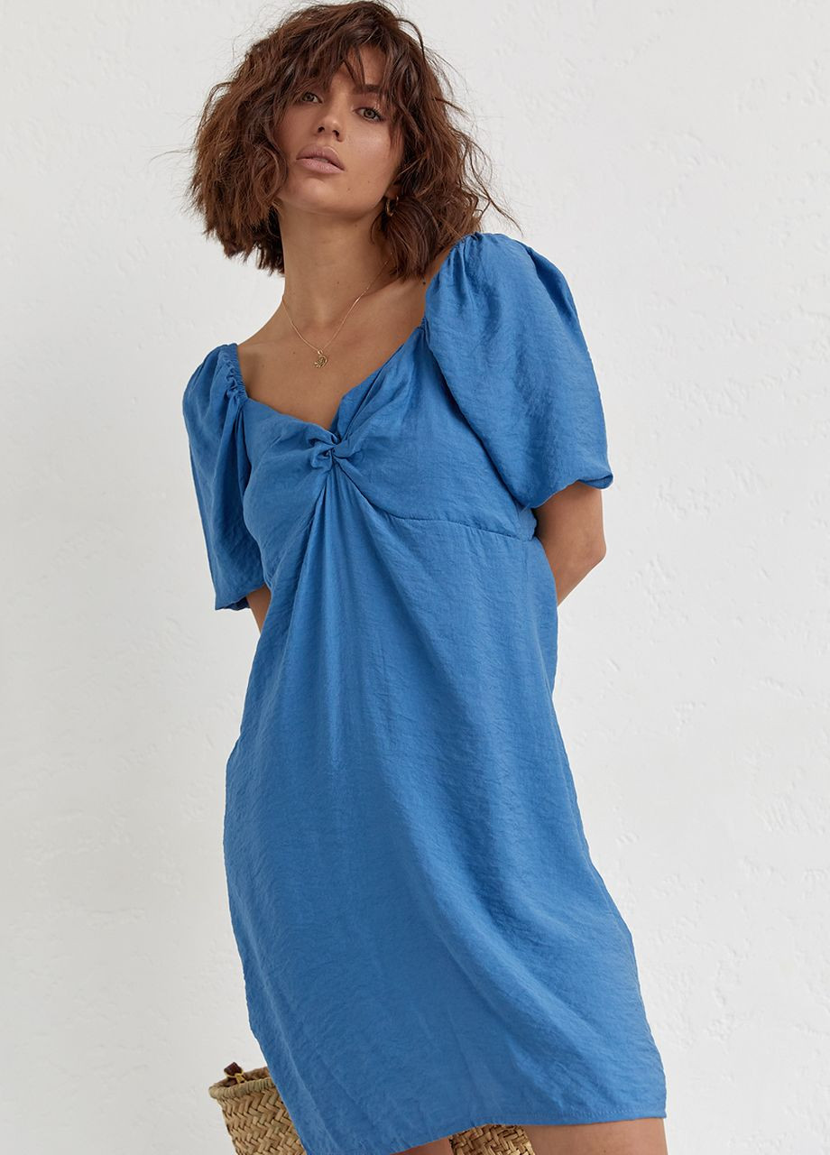 Синя відвертий сукня міні з рукавами-ліхтариками - синій Sobe