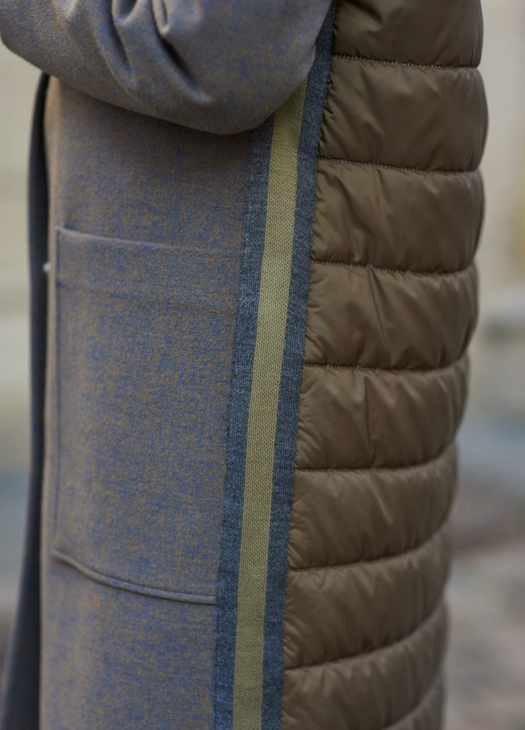 Серо-бежевое демисезонное Пальто шерстяное кашемировое с капюшоном утепленная весна осень демисезон зима 4013 беж хаки Actors