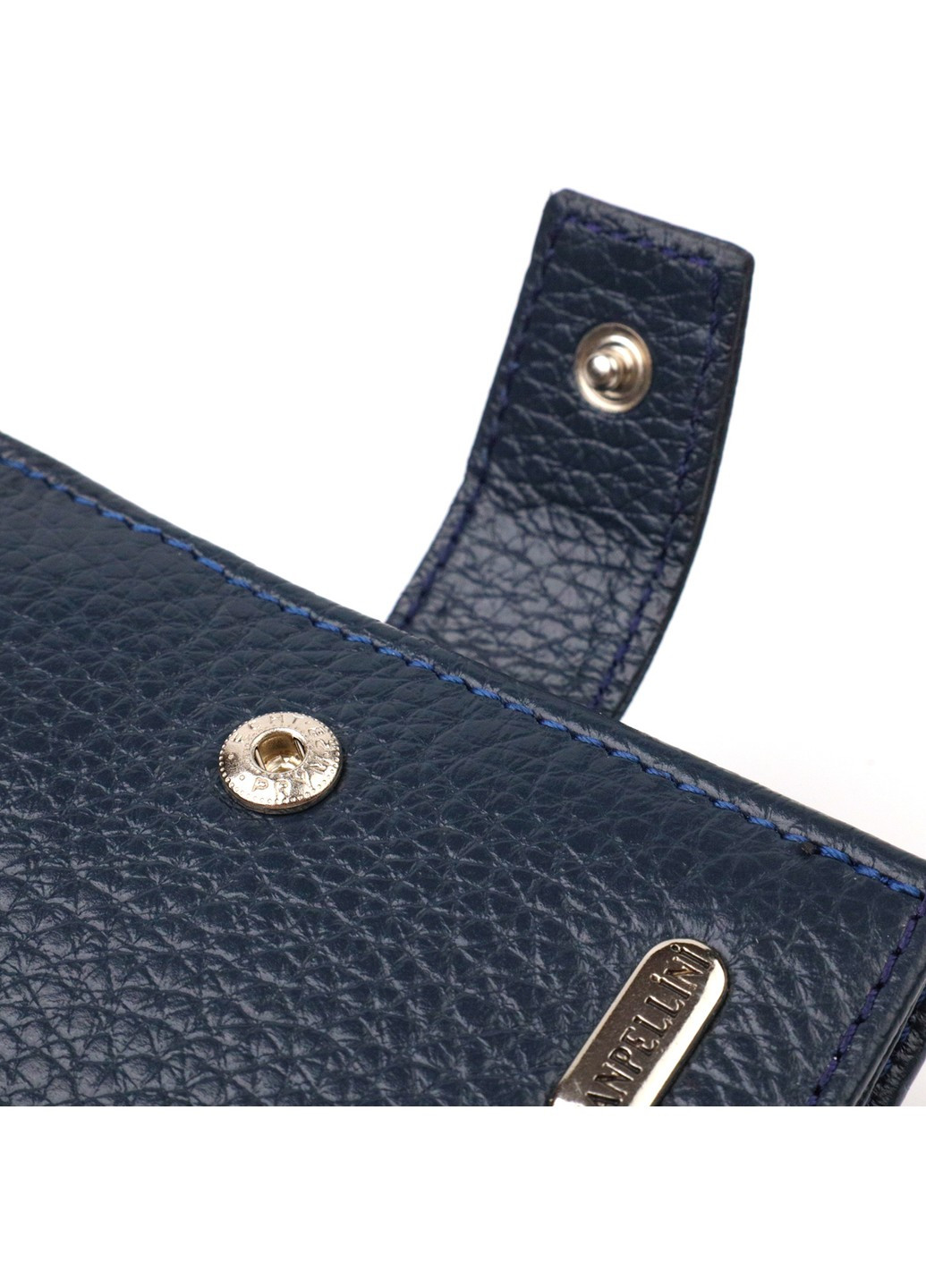 Практичний чоловічий гаманець із натуральної зернистої шкіри 21879 Синій Canpellini (259829936)