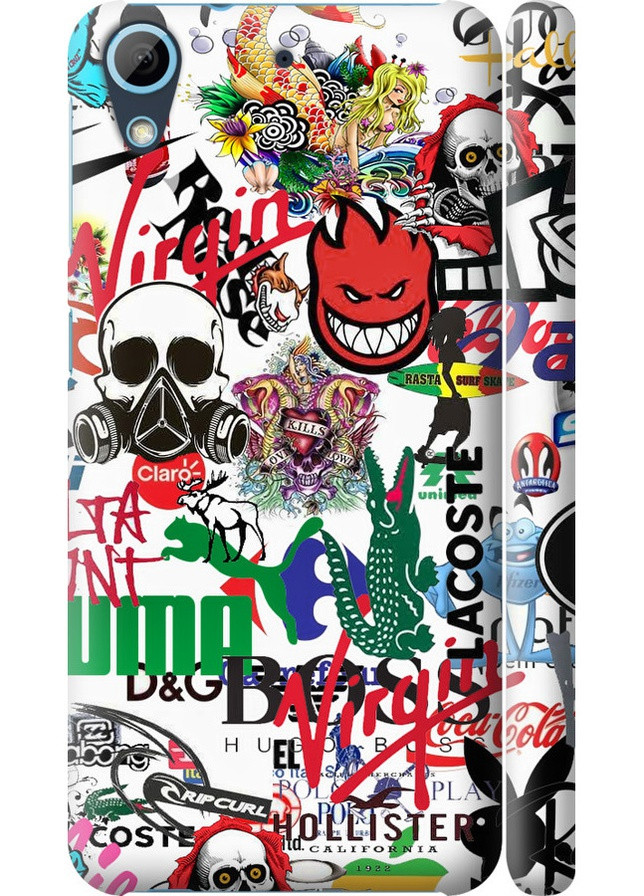 3D пластиковий матовий чохол 'Many different logos' для Endorphone HTC Desire 628 Dual Sim (258172720)