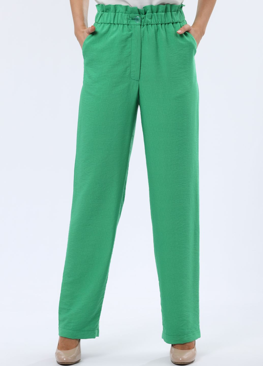 Яскраві зелені штани з кишенями та оригінальним поясом 7168 Cat Orange (260636355)