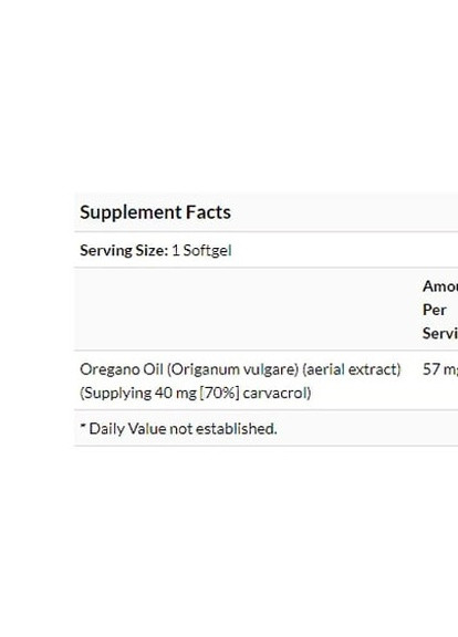 Oregano Oil, 70% Carvacrol 60 Softgels SOR41349 Solaray (256720778)
