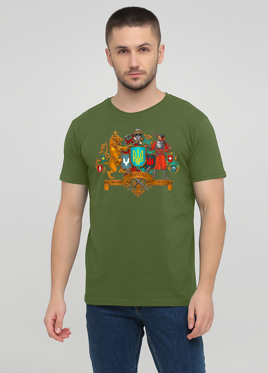 Оливковая футболка мужская 385-24 оливковая с коротким рукавом Malta