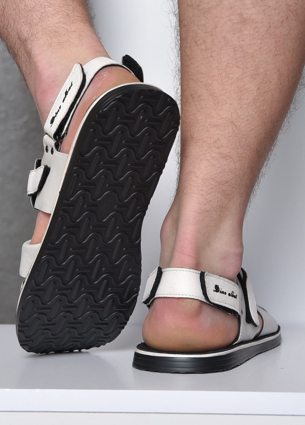 Пляжные сандалии мужские серого цвета на липучке Let's Shop на липучке