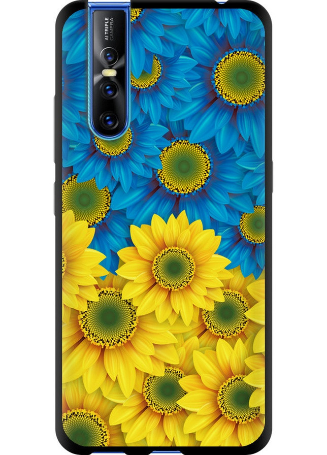 TPU черный чехол 'Жёлто-голубые цветы' для Endorphone Vivo V15 pro (258689807)