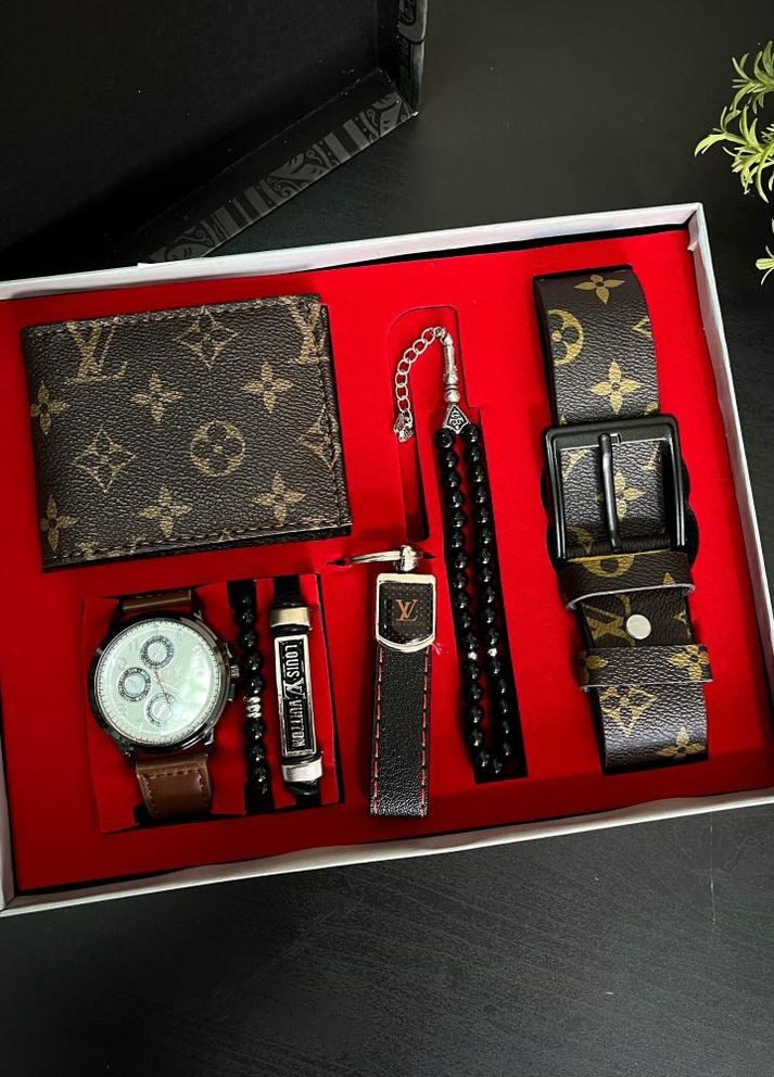 Подарунковий набір часи, браслет, гаманець, ремінь. No Brand (262995040)
