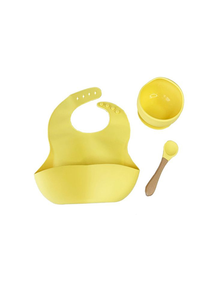 Набор силиконовой тарелки и слюнявчик в коробке цвет желтый ЦБ-00228005 No Brand (260941851)