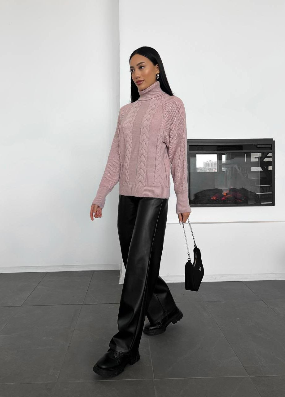 Женский вязаный свитер с объемными рукавами цвет розовый р.42/46 443579 New Trend (266784005)