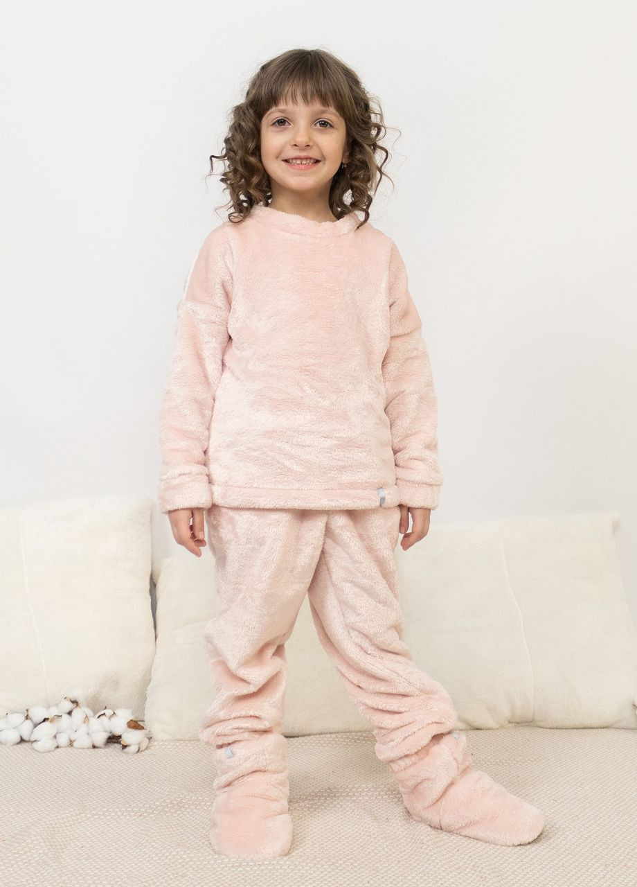 Персикова піжама дитяча домашня махрова кофта зі штанами персиковий Maybel