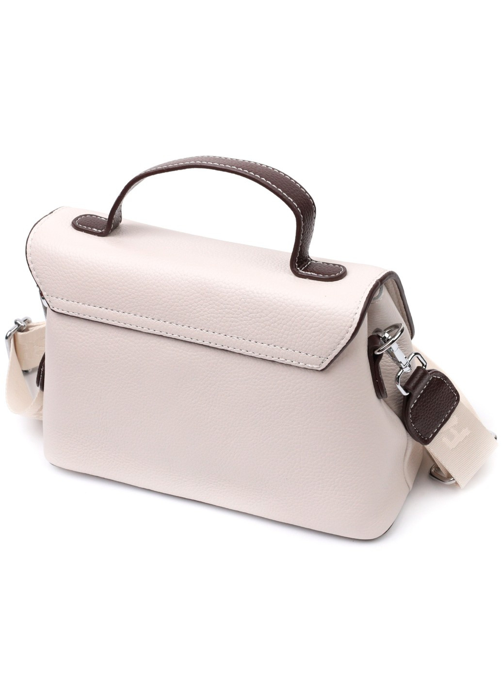 Елегантна сумка сетчел для жінок з натуральної шкіри 22290 Біла Vintage (276457576)