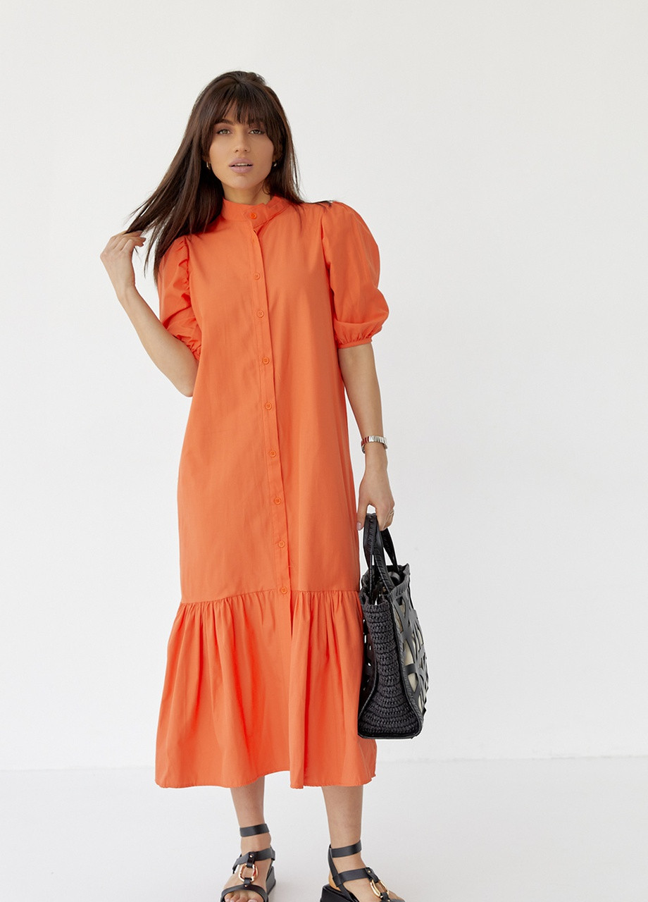 Оранжевое длинное платье No Brand