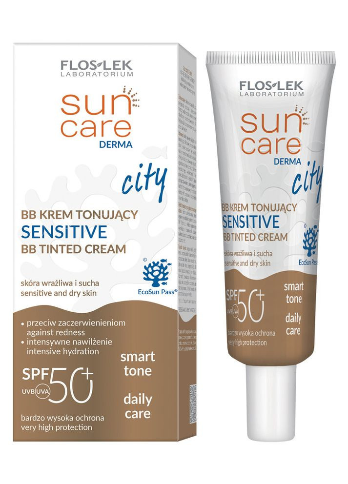 Солнцезащитный крем BB из SPF 50+ для нормальной и чувствительной кожи, 30 мл Floslek (268660759)