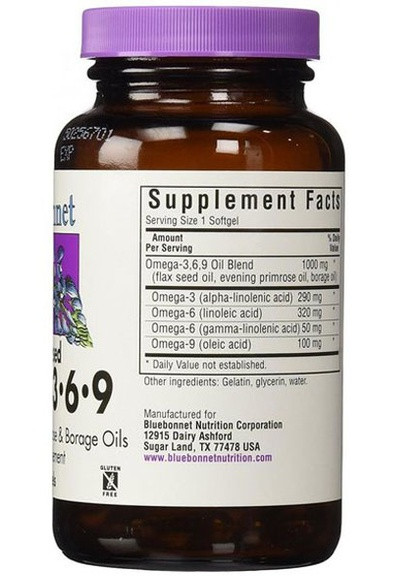 Omega 3-6-9 Plant-Baset 1000 mg 90 Caps Bluebonnet Nutrition (256724419)