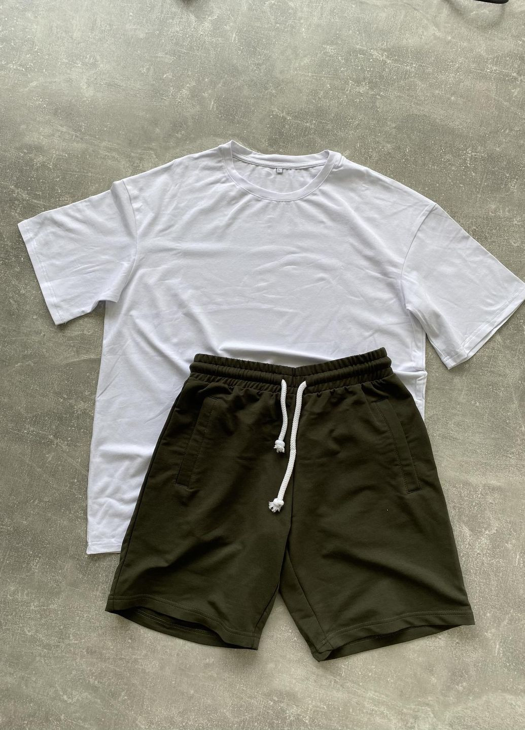 Комбинированный летний комплект футболка + шорти хаки Vakko