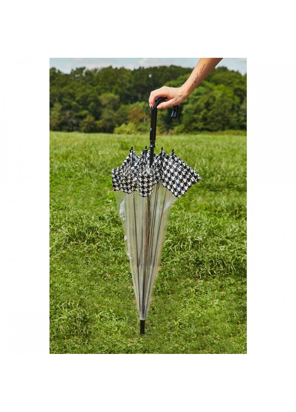 Зонт-трость женский механический L042 Birdcage-2 Houndstooth Borde (Гусиная лапка) Fulton (262087054)