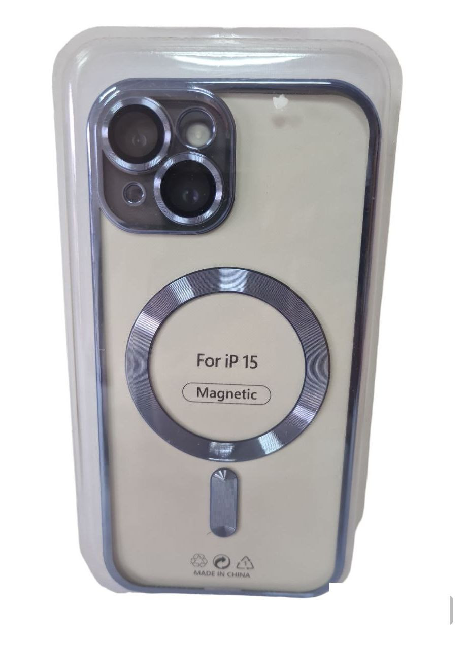 Хромовый чехол TPU Chrome with Magnetic с защитой камеры для Apple iPhone 15 Plus (6.7") с MagSafe Blue No Brand (278643213)