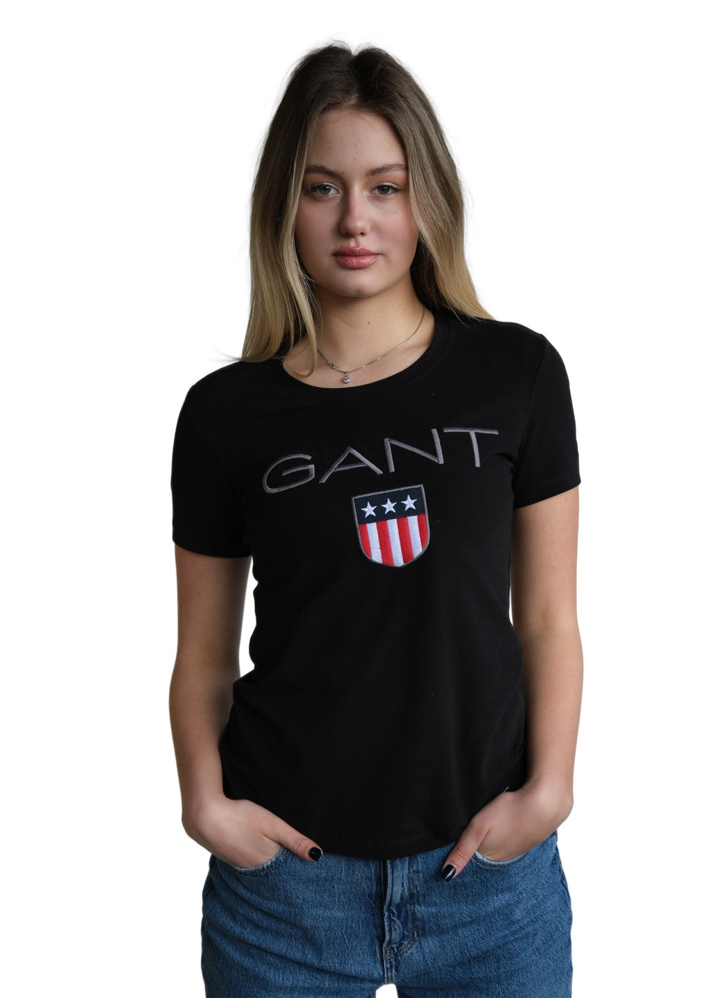 Черная летняя футболка женская Gant CLASSIC LOGO