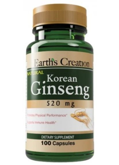 Корейский женьшень Korean Ginseng 520 mg 100 caps Earth's Creation (260027292)