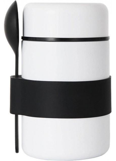 Металлический ланч бокс - термос с ложкой Soup 400 мл, бело-черный More (268909086)