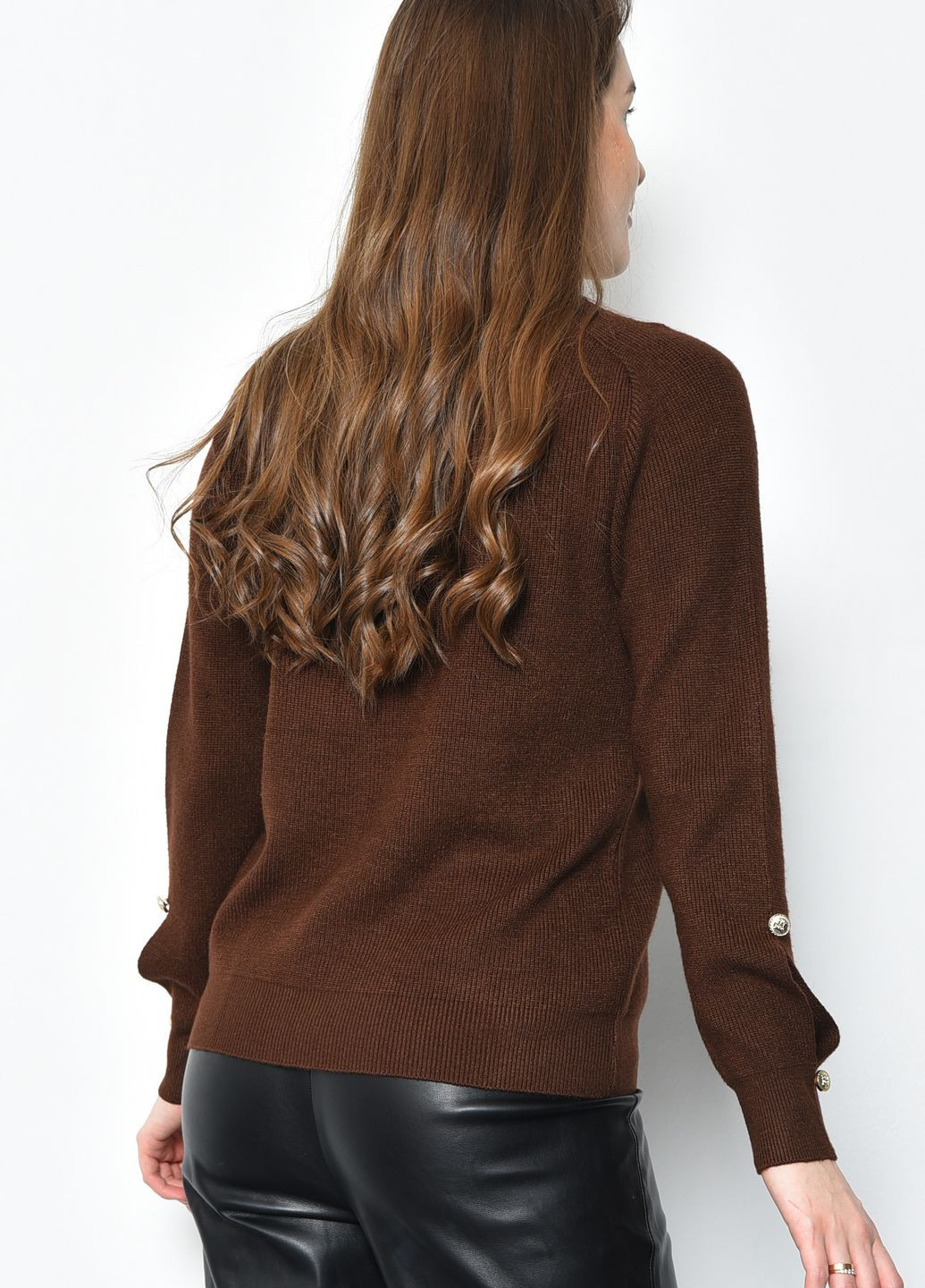 Коричневый зимний свитер женский акриловый коричневого цвета пуловер Let's Shop