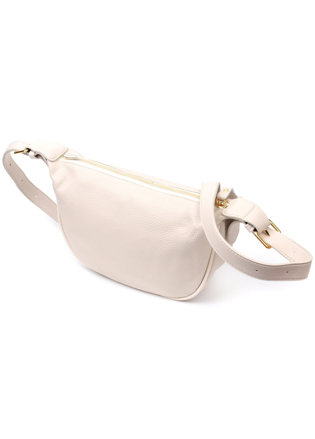 Жіноча напівкругла сумка з однією плечевою лямкою з натуральної шкіри 22371 Біла Vintage (276457642)