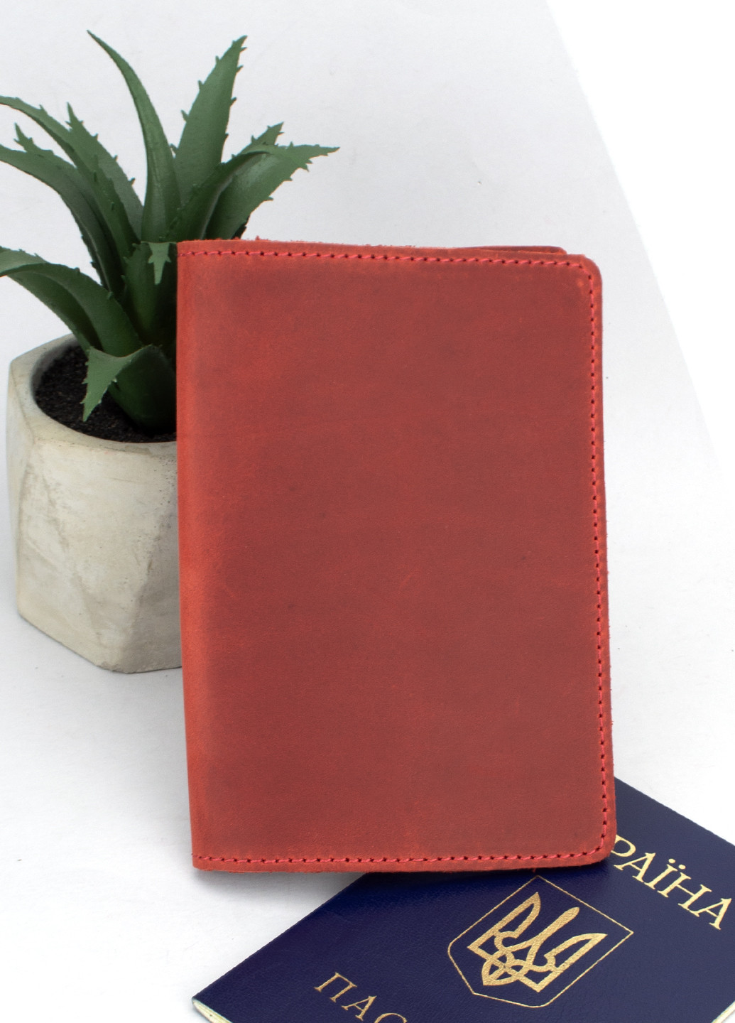 Обкладинка на паспорт шкіряна HC0073 червона HandyCover (269368237)