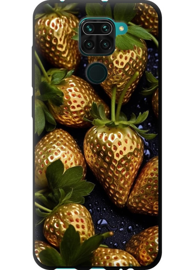 TPU черный чехол 'Золотая клубника' для Endorphone Xiaomi Redmi Note 9 (259320964)
