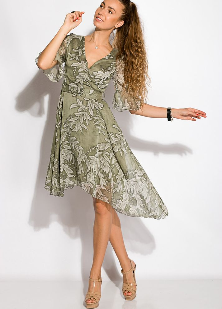 Оливковое кэжуал платье (оливковый) Time of Style однотонное