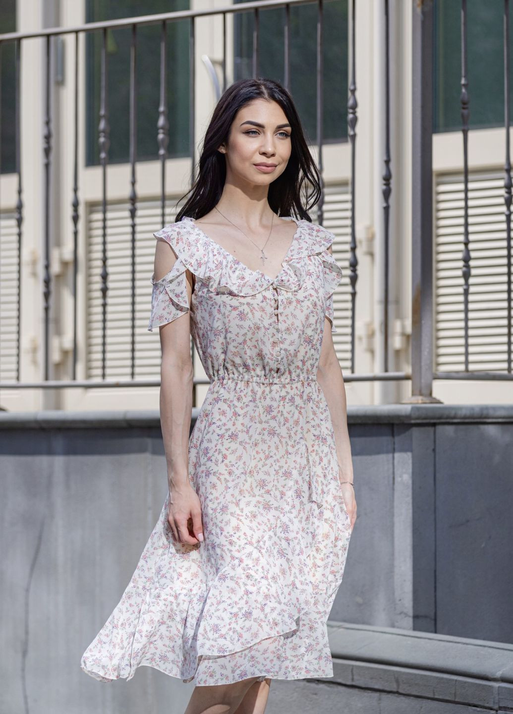 Молочное платье molly Marzo Atelier с цветочным принтом