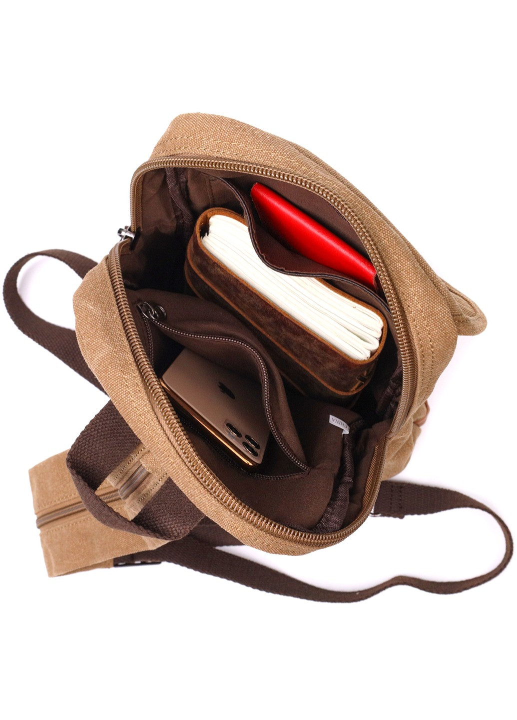 Практичний рюкзак для чоловіків із щільного текстилю 22183 Коричневий Vintage (267948737)