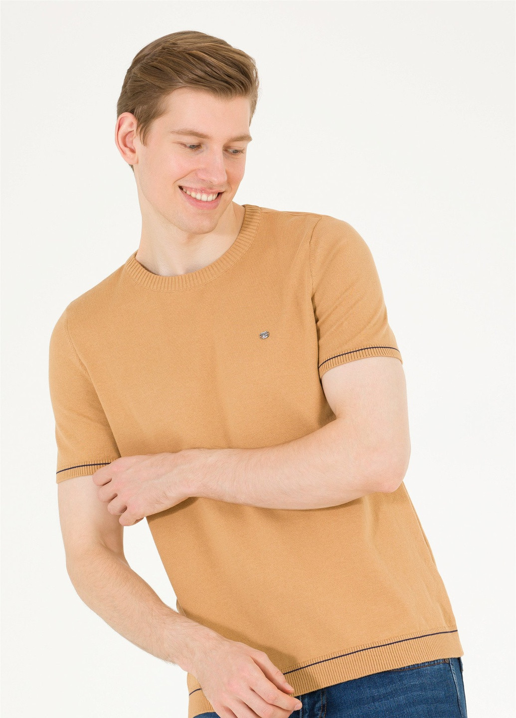 Светло-коричневая футболка-футболка u.s.polo assn мужская для мужчин U.S. Polo Assn.