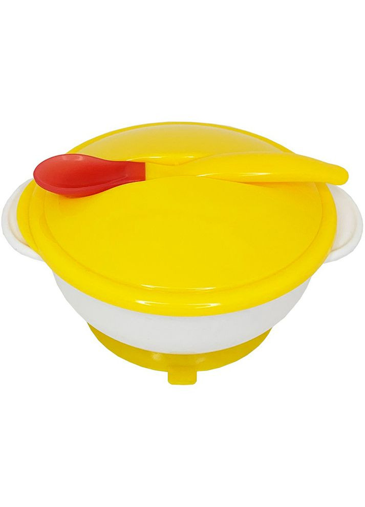 Тарелка на присоске с термоложкой и крышкой цвет желтый ЦБ-00227981 No Brand (260941853)