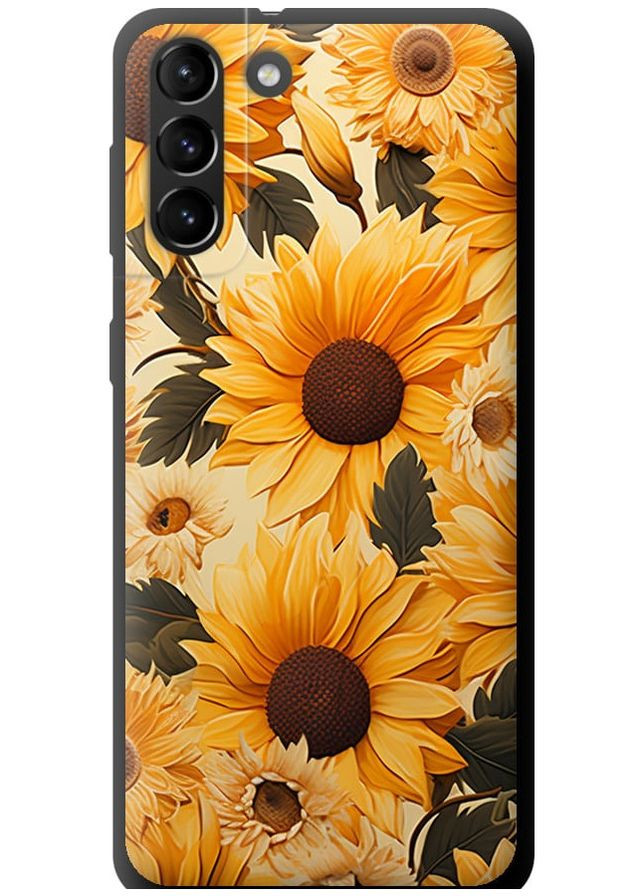 TPU черный чехол 'Подсолнухи 2' для Endorphone Samsung Galaxy S21 Plus (267237445)