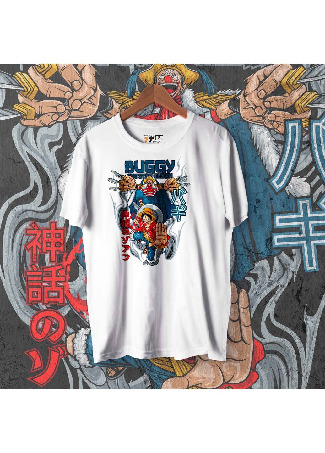 Біла футболка з принтом ван піс - луффі і баґґі No Brand