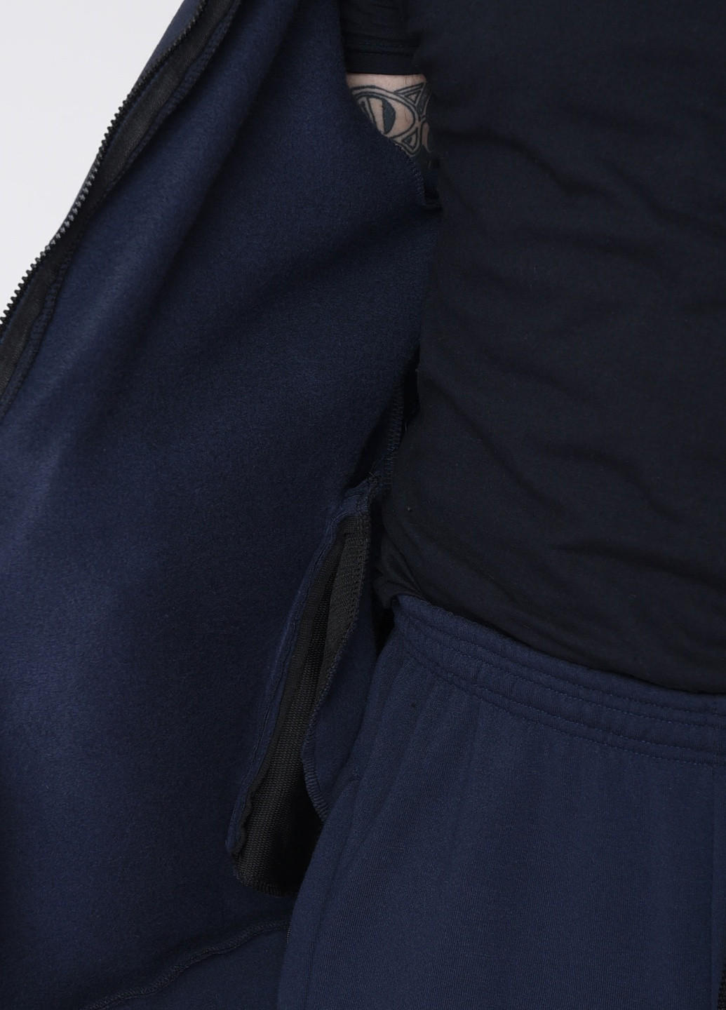 Темно-синий зимний спортивный костюм мужской темно-синего цвета на флисе Let's Shop