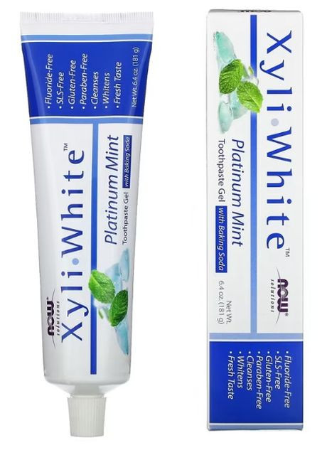 , Solutions, Xyli-White, гелевая зубная паста с пищевой содой, без фторида, освежающая мята, 181 г Now Foods (276905811)