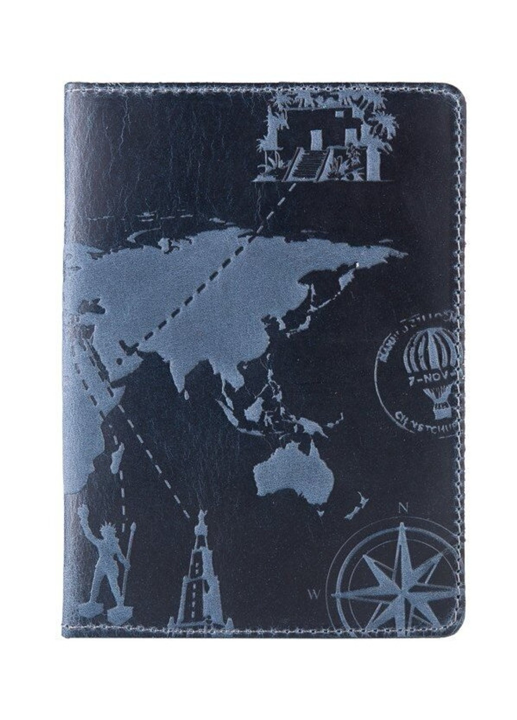 Обкладинка для паспорта зі шкіри HiArt PC-02 7 wonders of the world Червоний Hi Art (268371298)