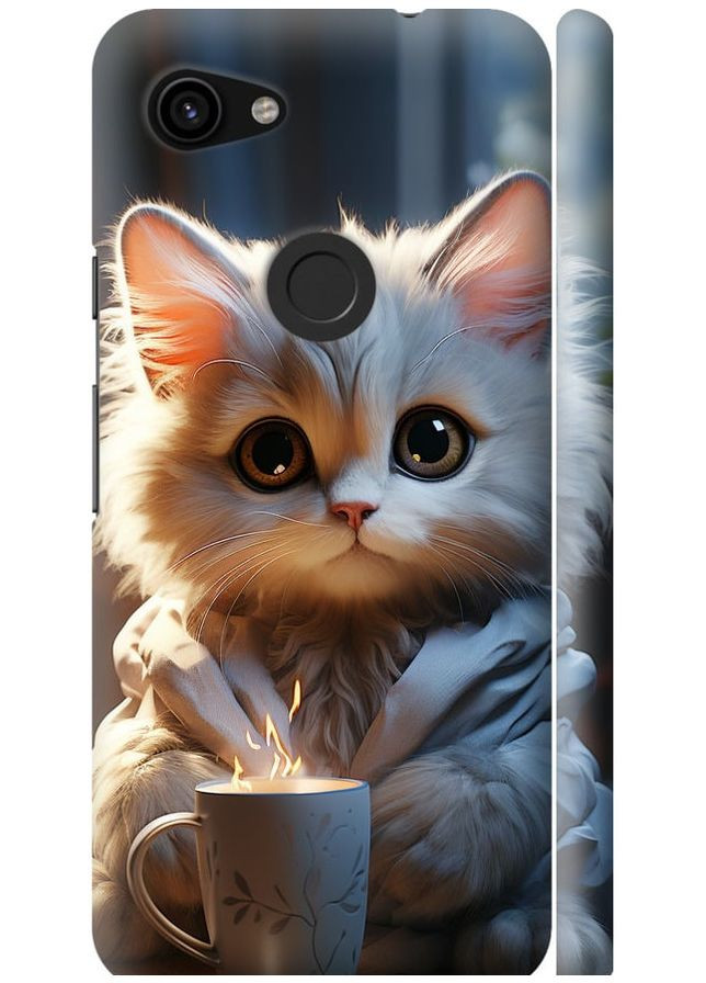 3D пластиковый матовый чехол 'White cat' для Endorphone google pixel 3a xl (265394922)
