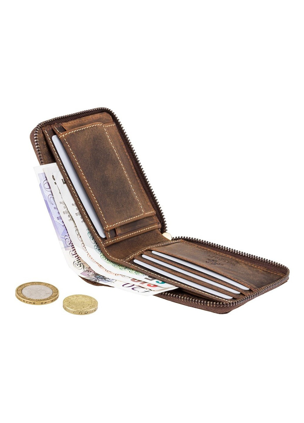 Чоловічий гаманець з натуральної шкіри 702 Bullet (Oil Brown) Visconti (261856019)