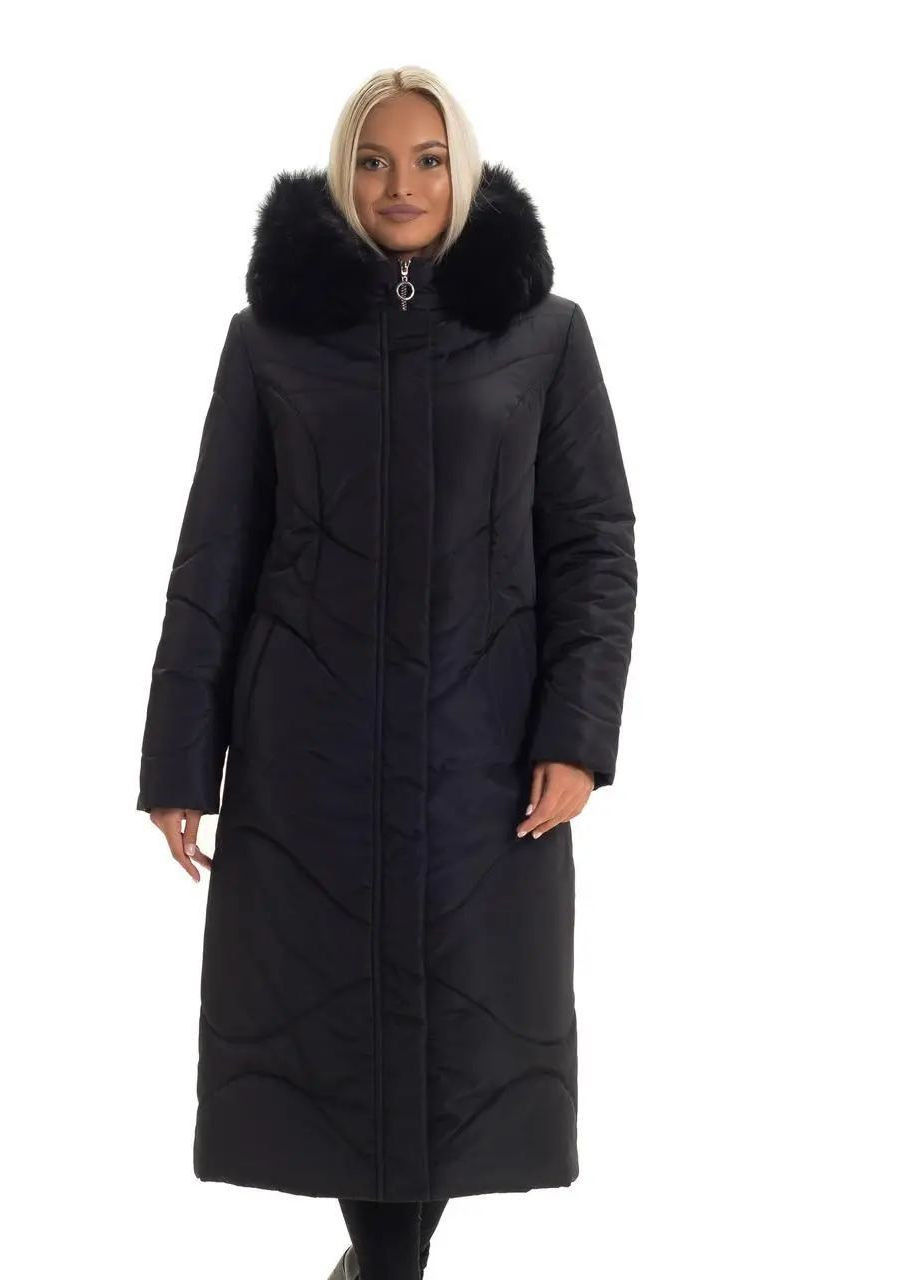 Чорна зимня жіноча куртка великого розміру зимова SK