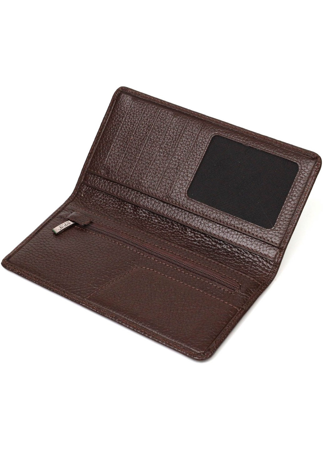 Вертикальный узкий мужской бумажник из натуральной зернистой кожи 22052 Коричневый Bond (262158739)