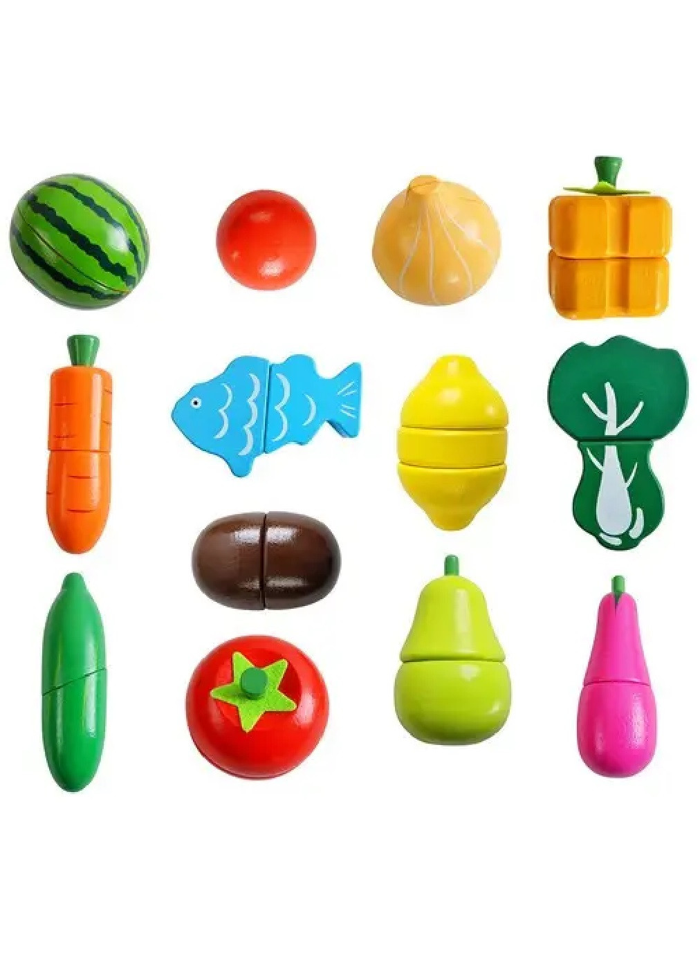 Детский деревянный комплект набор нарезка фруктов овощей для детей малышей 34 элемента 23,5х26х6 см (475760-Prob) Unbranded (271039200)