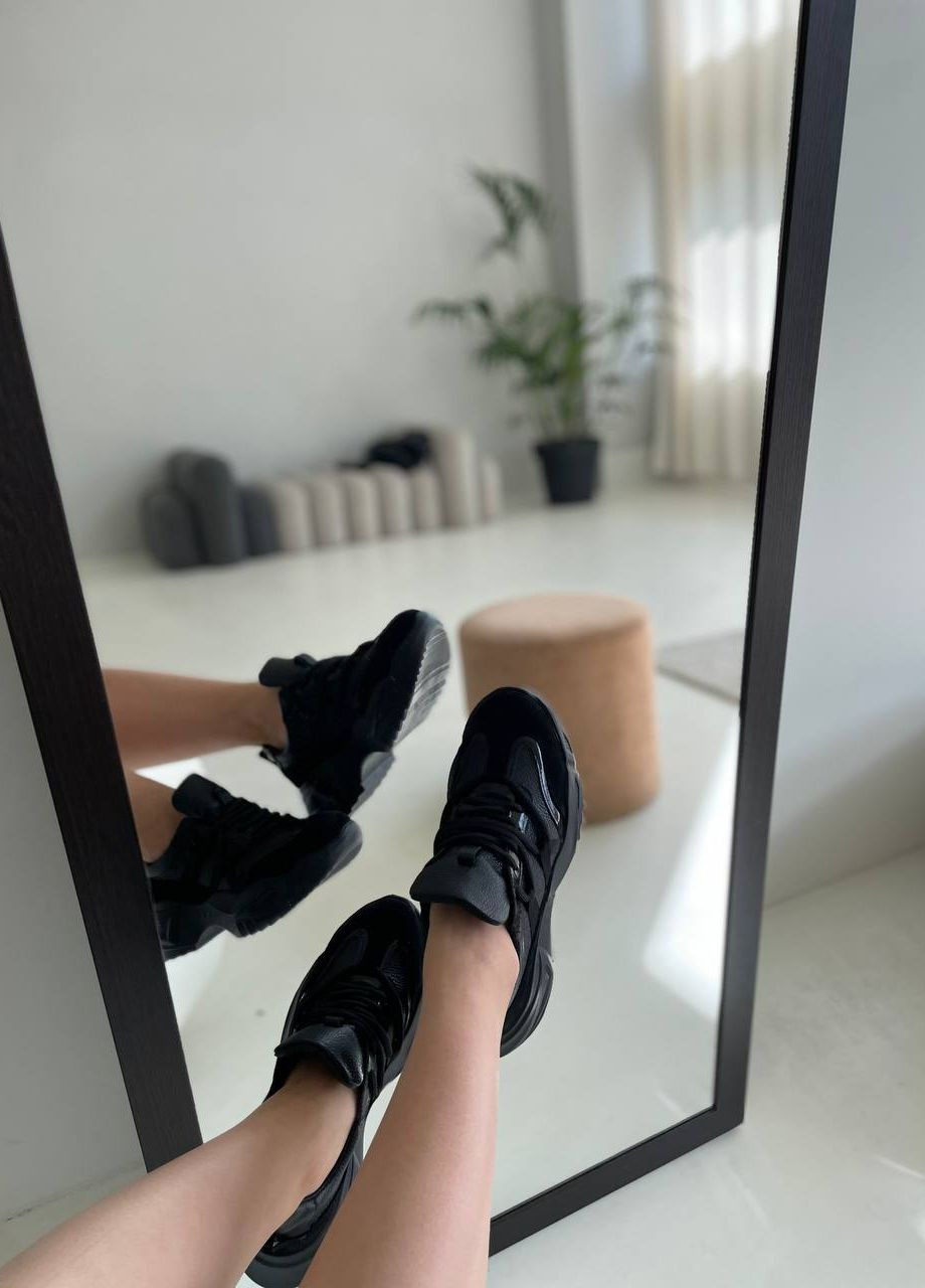 Черные кроссовки чёрные из натуральной кожи Dino Vittorio
